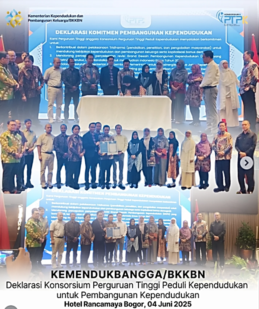 Konsorsium Perguruan Tinggi Peduli Kependudukan (PTPK) secara resmi mendeklarasikan komitmen bersama dalam memperkuat pembangunan kependudukan nasional